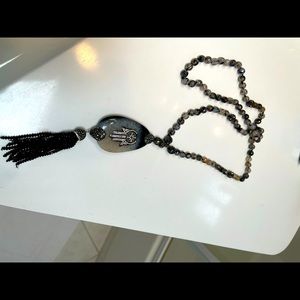 Gorgeous stone and crystal hand of God necklace